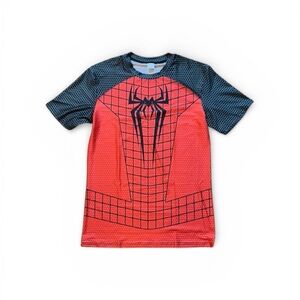 Spider-Man Compression Shirt Mens Large Red Black Athletic Gym BJJ MMA Top